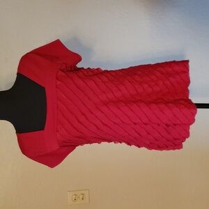 Harve Benard Short Sleeve Blouse Red with Ruffles Size M